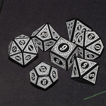 D&D Dice - 7Pc Mixed Black & White Polyhedral Dice For Rpg & Mtg
