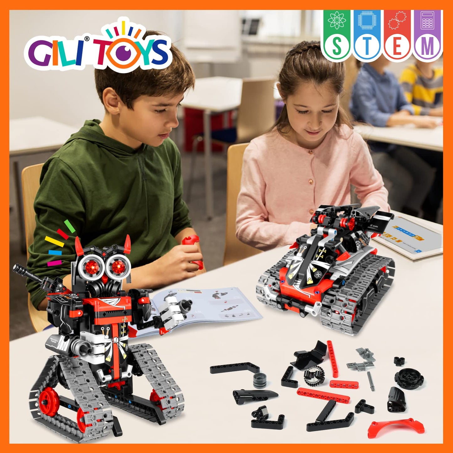 GILI Robot Building Remote Control Gift STEM Building Kit for Boys 8-12 - 3 in 1 Educational Toys for 6 7 8 9 10 11 12 + Year Ol