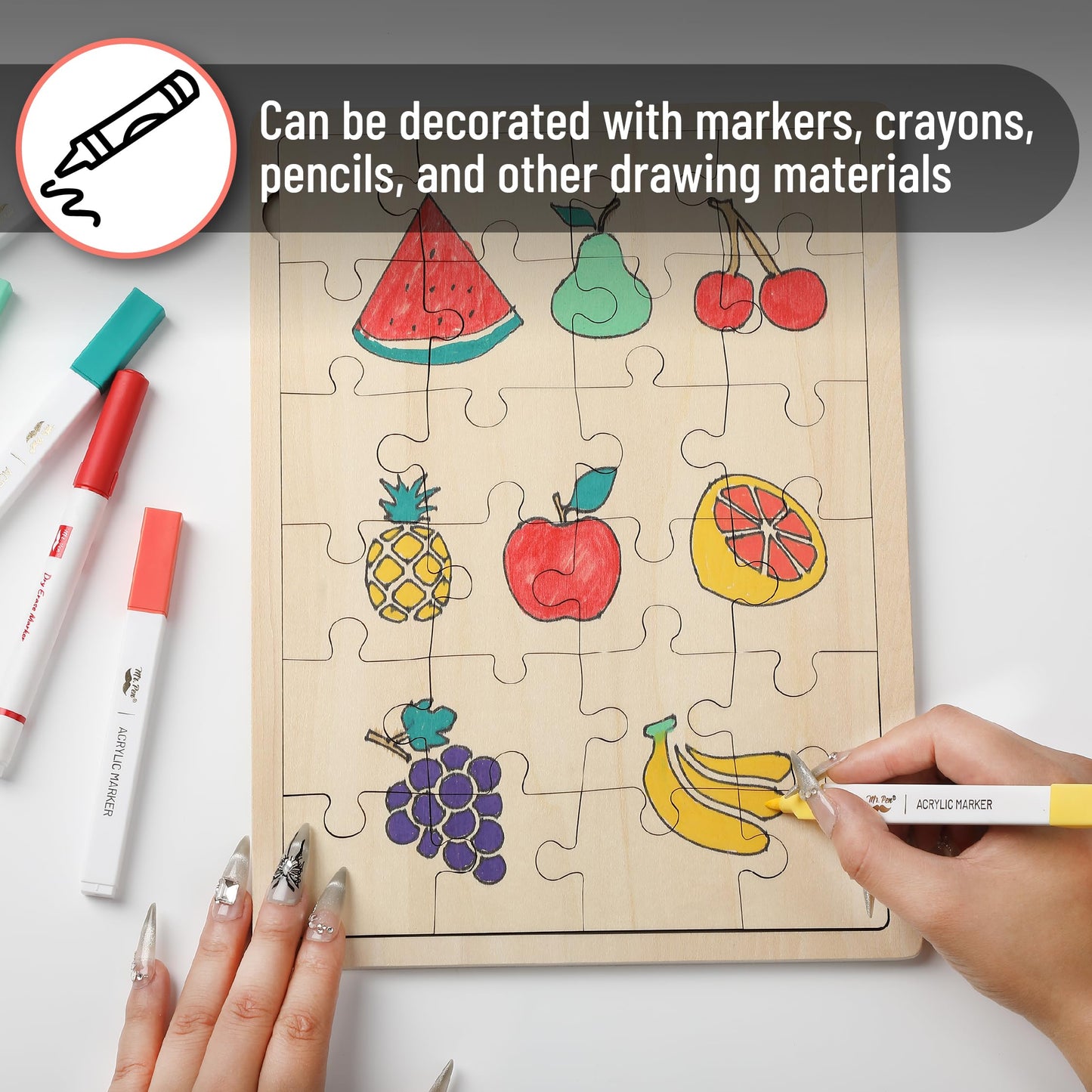 Mr. Pen- Blank Wooden Puzzle, 24 Pieces, 11.8'' X 8.8'', Wooden Blank Puzzles To Draw On