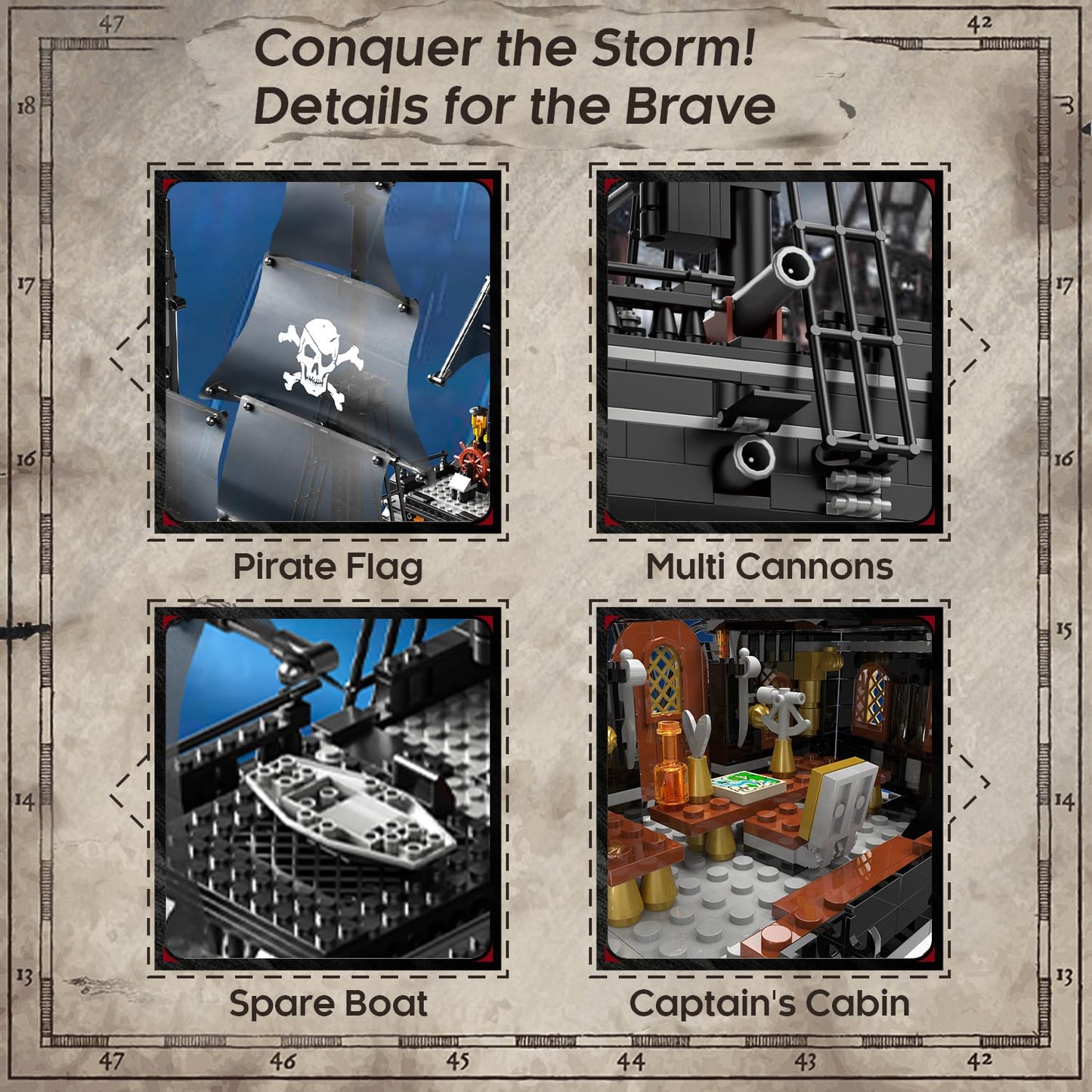 Pirate Ship Building Mini Blocks Kit, Blck Pearl Pirate Ship Building Toys For Adults, Toys Gift For Kids Boys 8-12, Not Compati