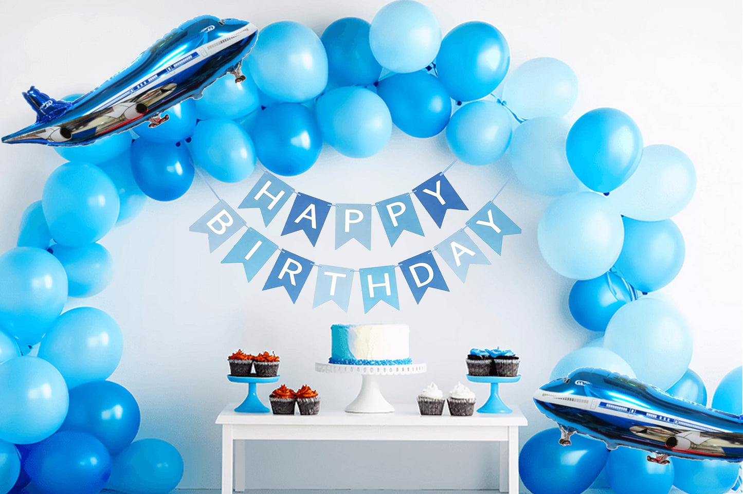 31Inch Large Airplane Blue Party Decoration Airplane Balloon Birthday Party Supplies (14Pcs Airplane Set)