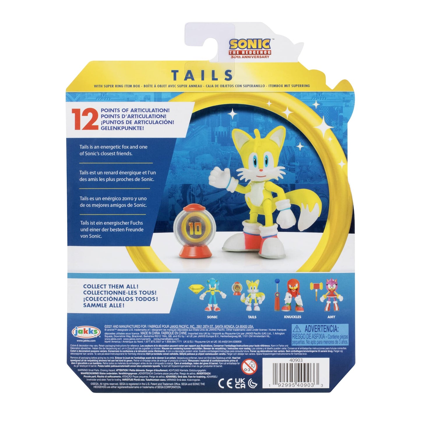 Sonic The Hedgehog 4-Inch Action Figure Modern Tails With Ring Item Box Collectible Toy