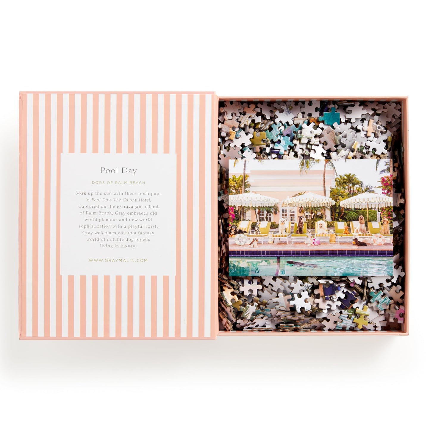 Galison Gray Malin Palm Beach - 1000 Piece Book Box Puzzle With Glamorous Palm Beach Dogs Photography Packaged In Magnetic Keeps