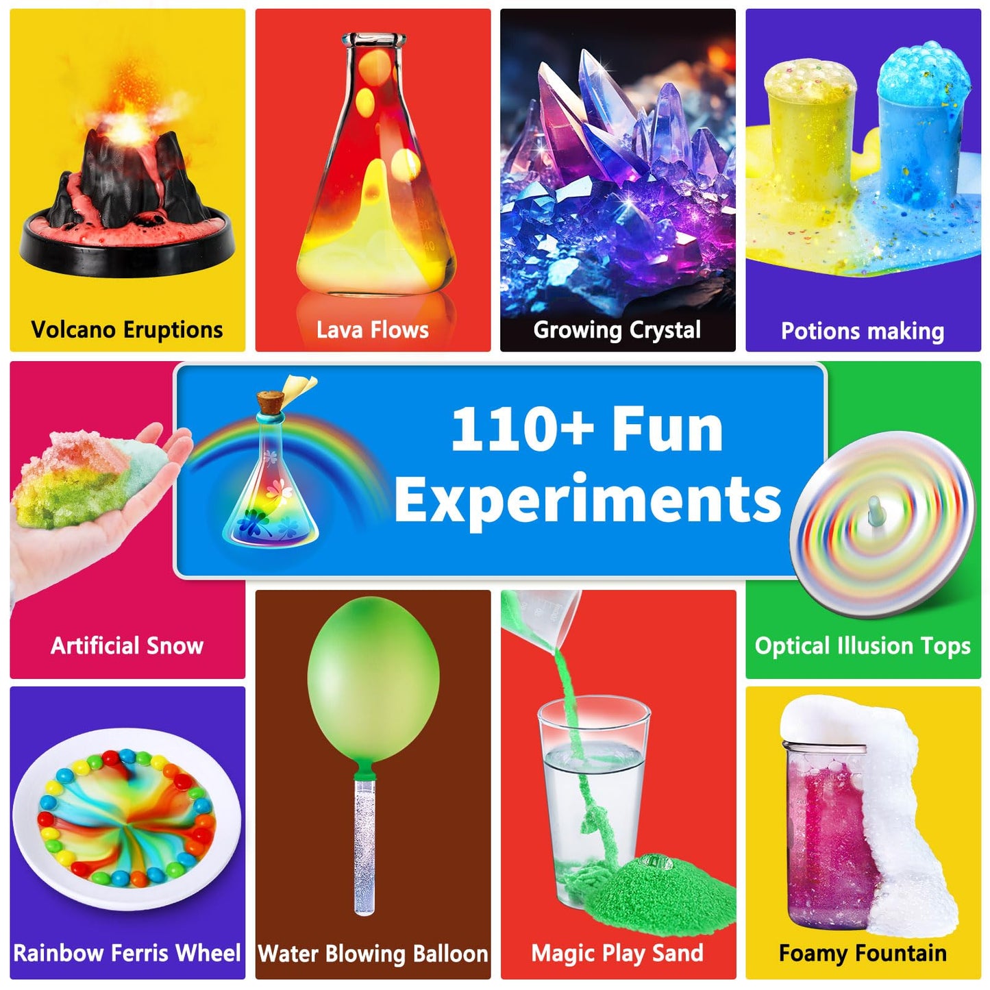 Jopsheen 110+ Science Experiments Kits For Kids, Science Projects Stem Activies Toys Gifts For Boys & Girls, Volcano Eruption, C