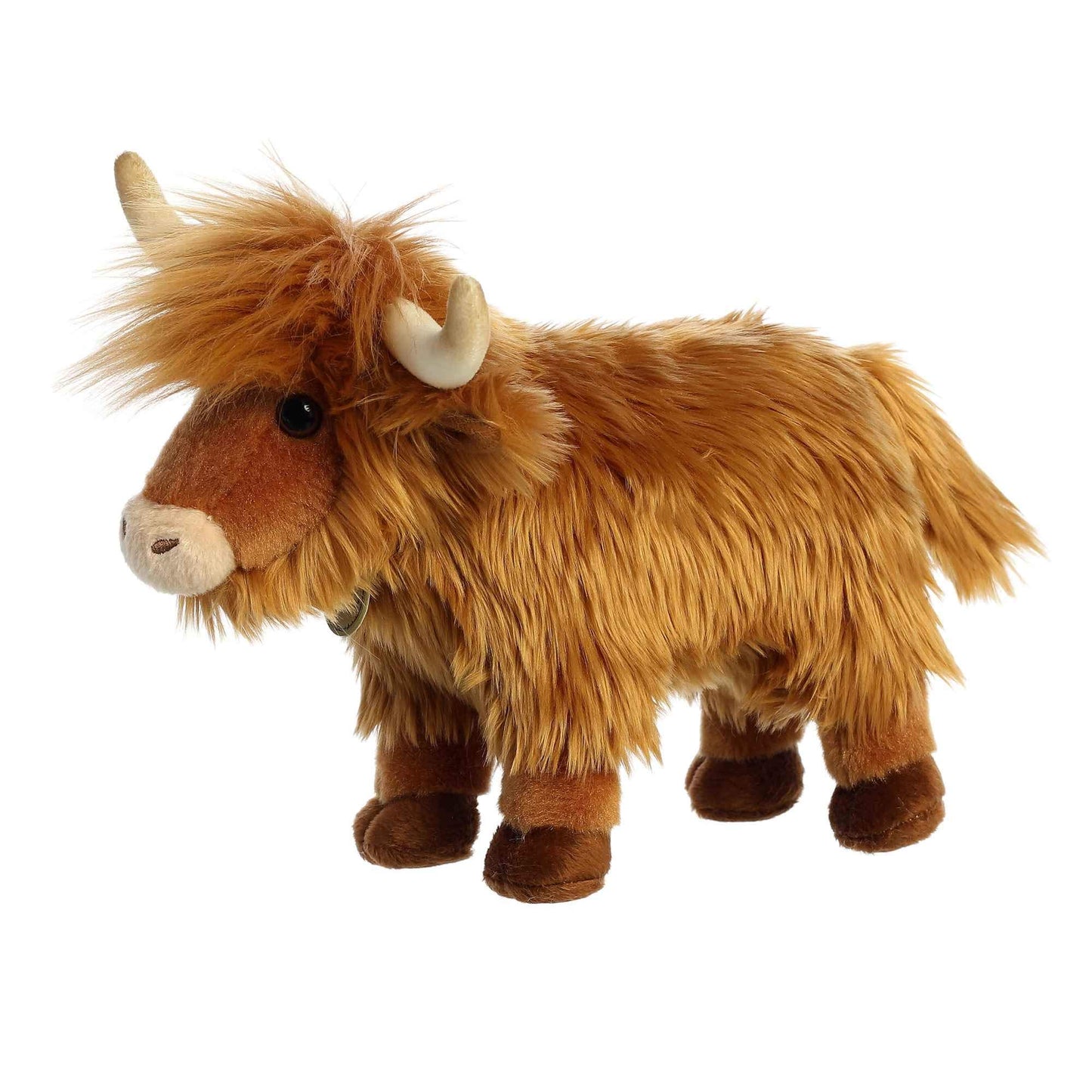 Aurora® Realistic Miyoni® Highland Cattle Stuffed Animal - Lifelike Detail - Cherished Companionship - Brown 10 Inches