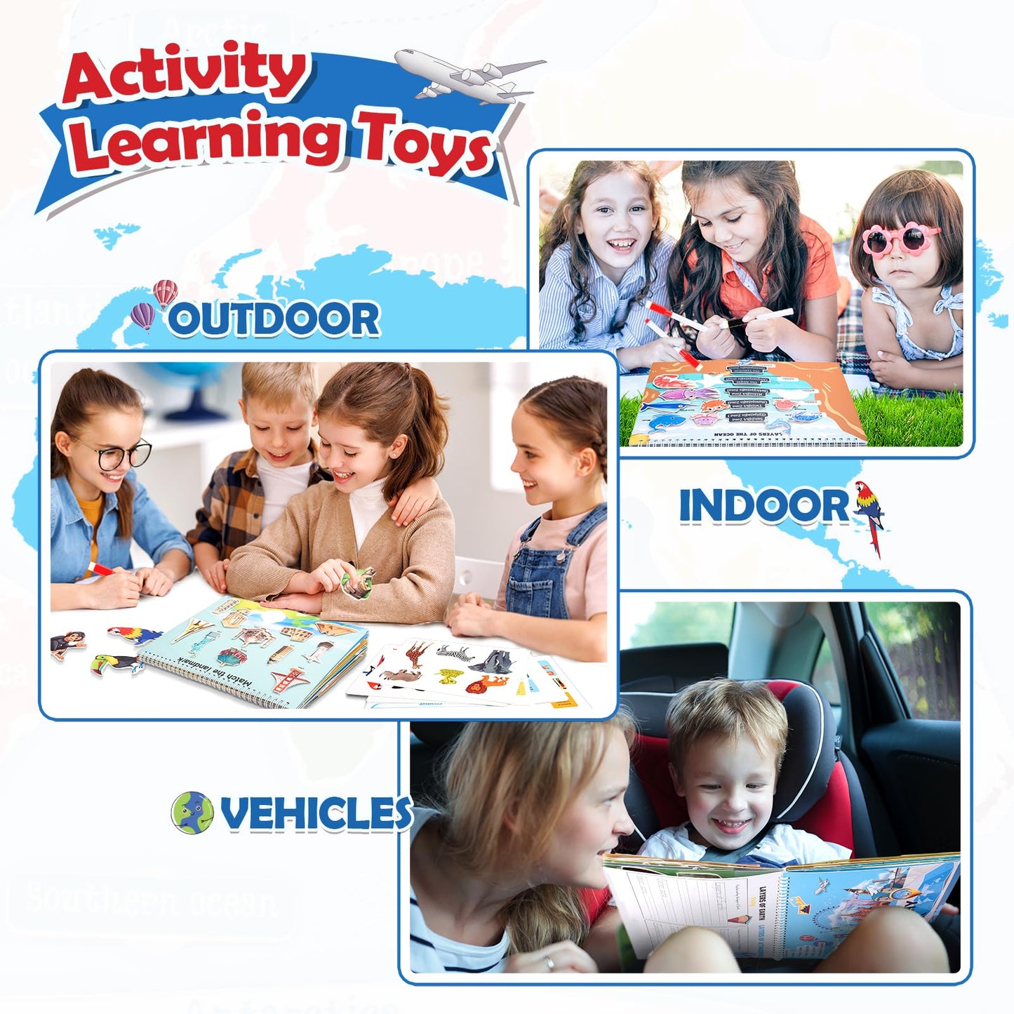 WethCorp Geography Busy Book - Sensory Educational Toy for Kids 3-8, Perfect for Homeschool & Birthday Gifts, Ages 5-7