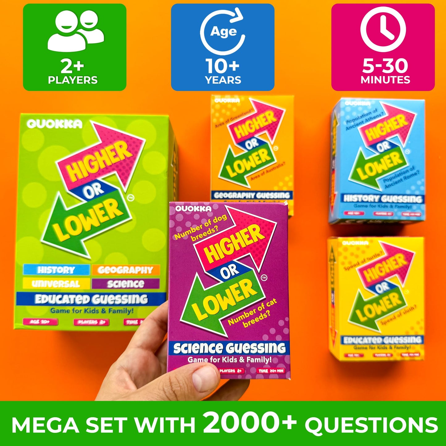 Quokka Board Game For Kids - Family Card Game For Kids And Adults - 4 Set Higher Or Lower | Guess Fun Questions | Easy To Learn | 2 + Players - Challenge Game For Family Night