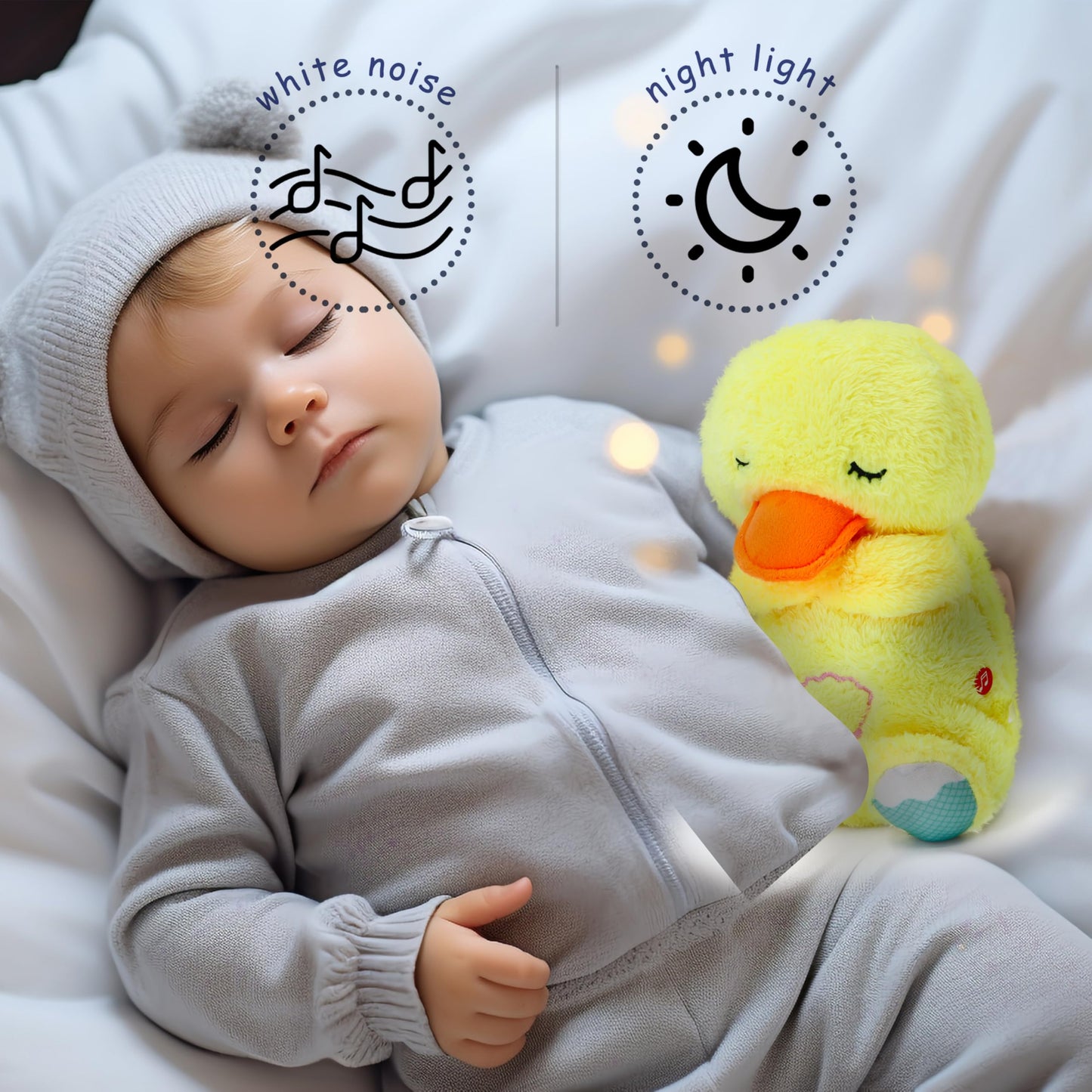 Heartbeat Stuffed Animal Baby Sleep Soother - Plush Toy With Calming Light, White Noise, Shush & Mothers Heartbeat For Newborns,