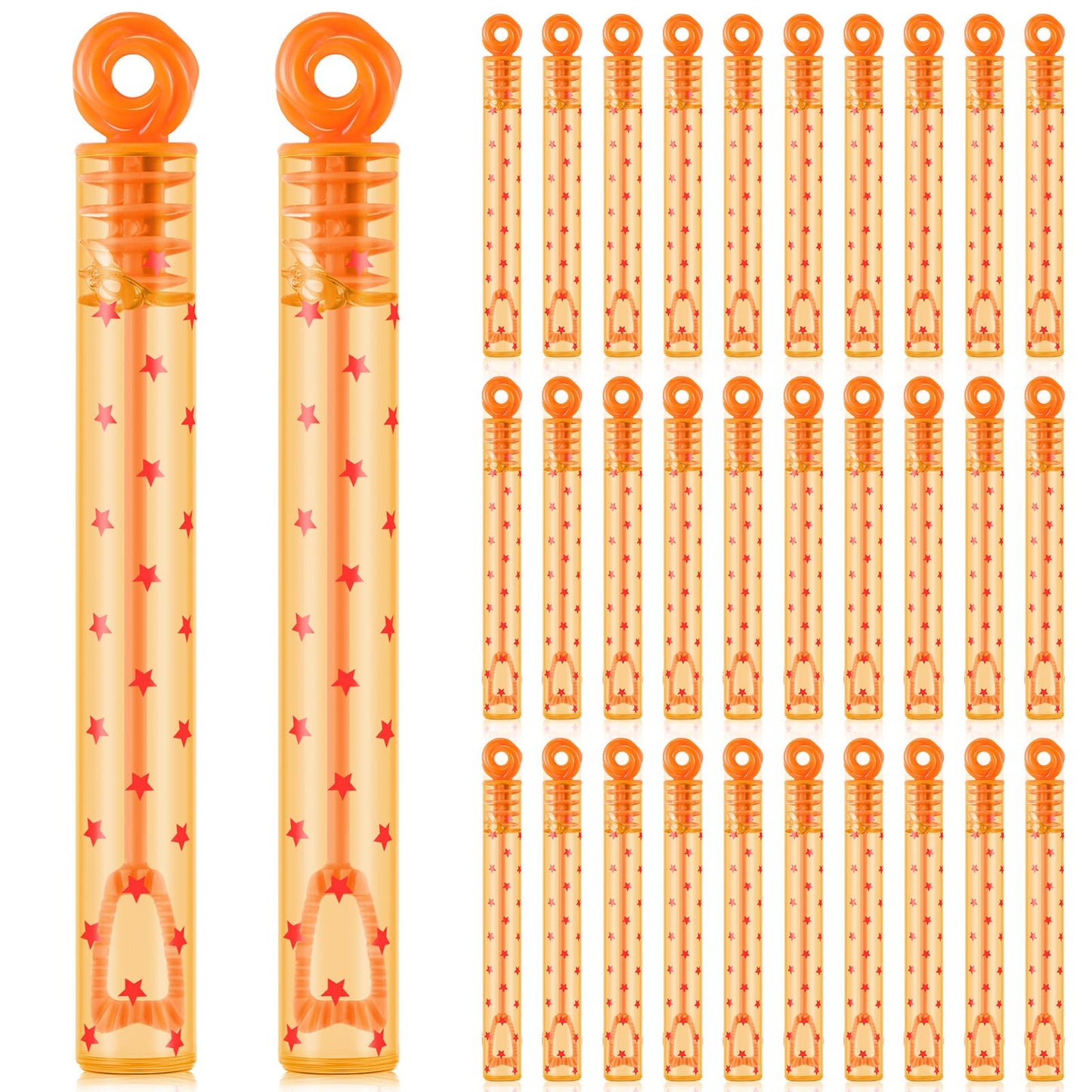 Rotatingpals 32 Pcs Red Star Print Bubble Wands Orange Bubble Wands for Party Favors Summer Activity Birthday Gifts School Prize