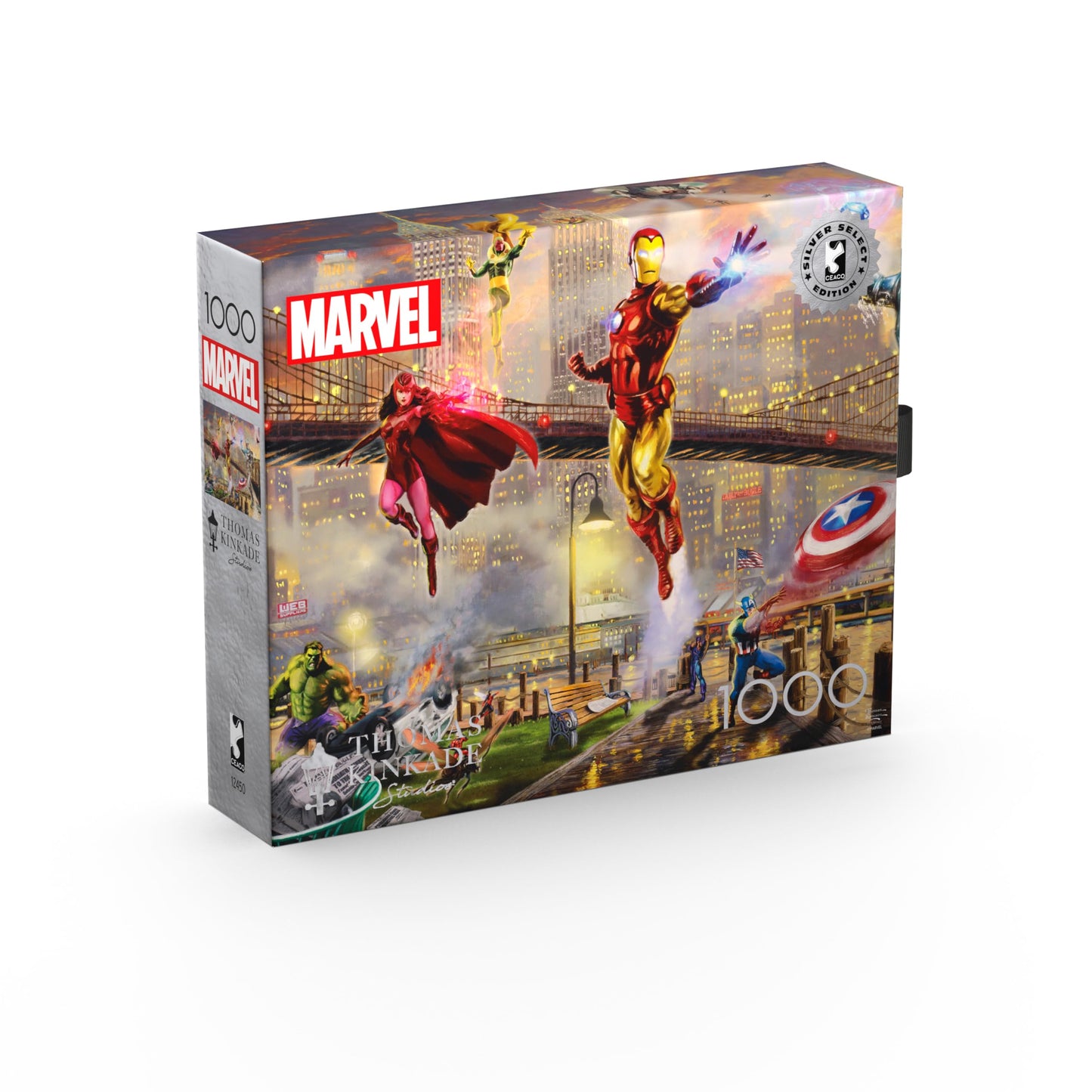 Ceaco- Silver Select - Marvel Kinkade - Iron Man Limited Edition Canvas - 1000 Piece Jigsaw Puzzle For Adults - Challenging Puzz