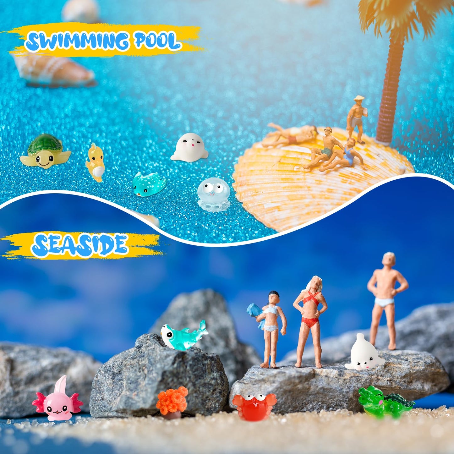 Hslcgf 30 Pcs Miniature Ocean Theme Mini Resin Ocean Animals Ocean Mini Figurines Resin Axolotl For Diy Fish Tank Accessories, M