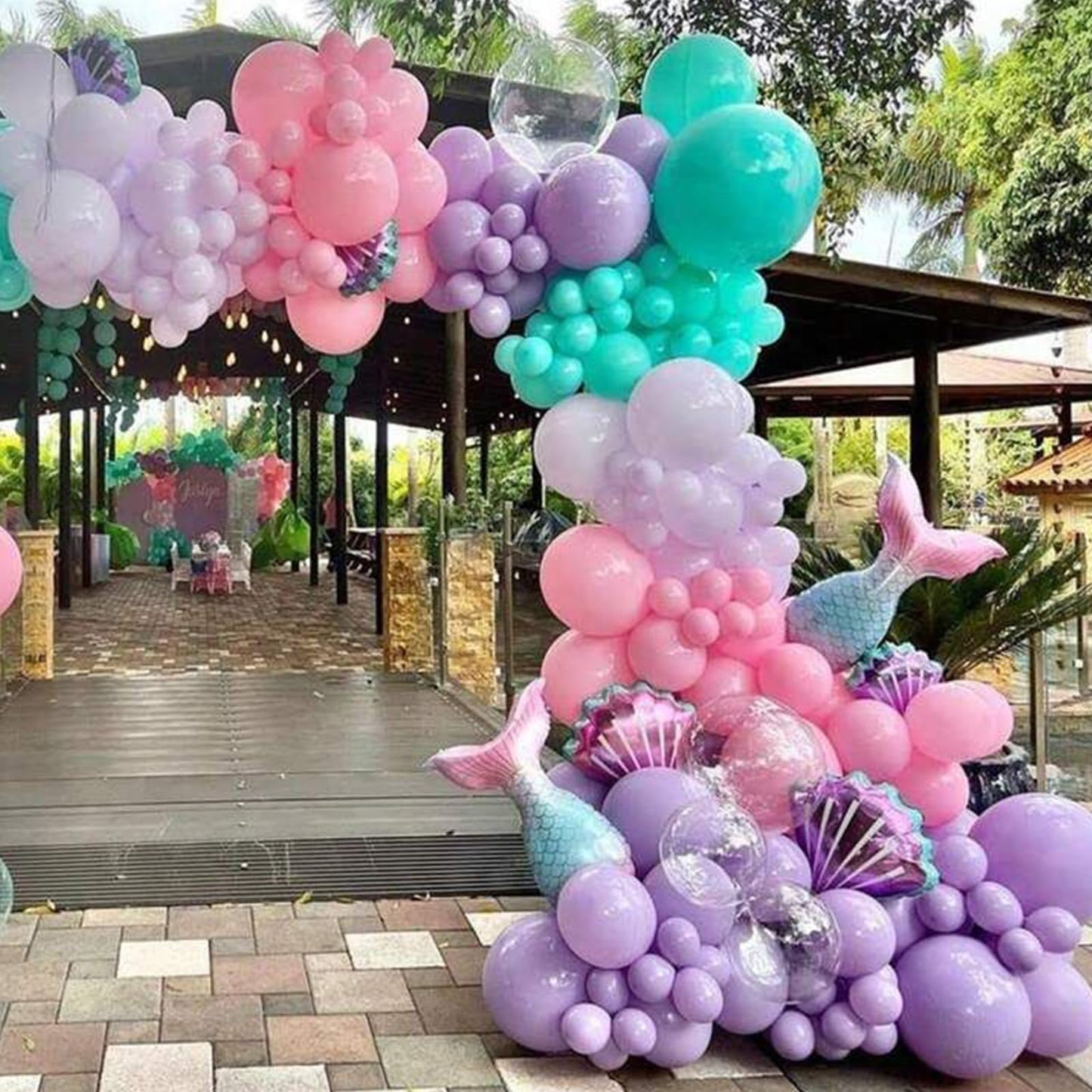 Mermaid Balloon Arch Kit, Pink Purple Mermaid Tail Arch Party Supplies With Star Tail Foil Balloons For Mermaid Theme Baby Showe