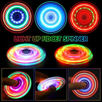 Gigilli Fidget Spinners For Kids 2 Pack, Light Up Sensory Fidget Toys For Adults Kids 4-8-12, Valentines Led Glow In The Dark Fi