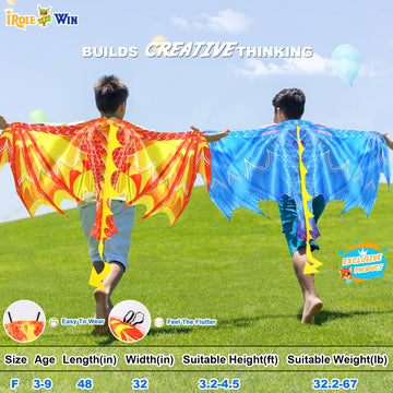 Irolewin Dinosaur-Dragon-Wings-Costume Mask For Toddler Kids Dino Dress Up Boys Girls Halloween Pretend Play Party Favors