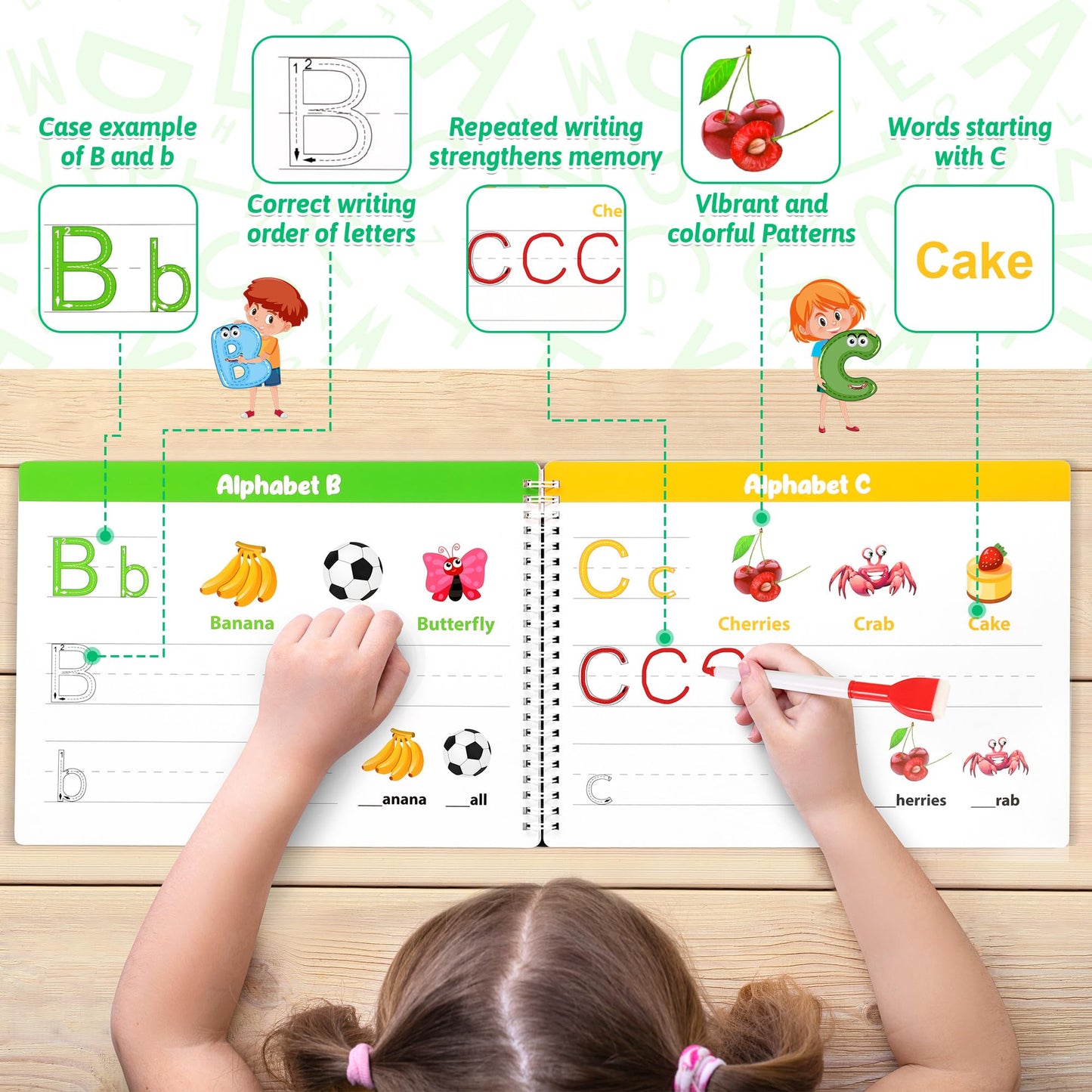 Toddler Preschool Learning Activities Handwriting Practice Book, 40 Pages Kindergarten Educational Workbooks, Autism Learning Re