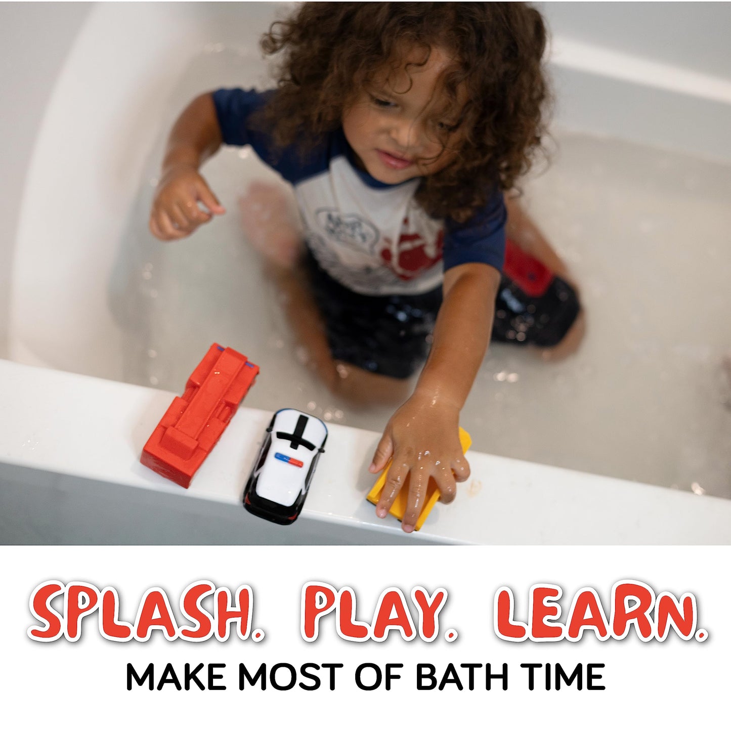 SplashEZ Mold Free Bath Toys Set for Babies & Toddlers, BPA-Free Car Water Vehicles, Fun Infant Bath Toys Ages 1-3, Small Size
