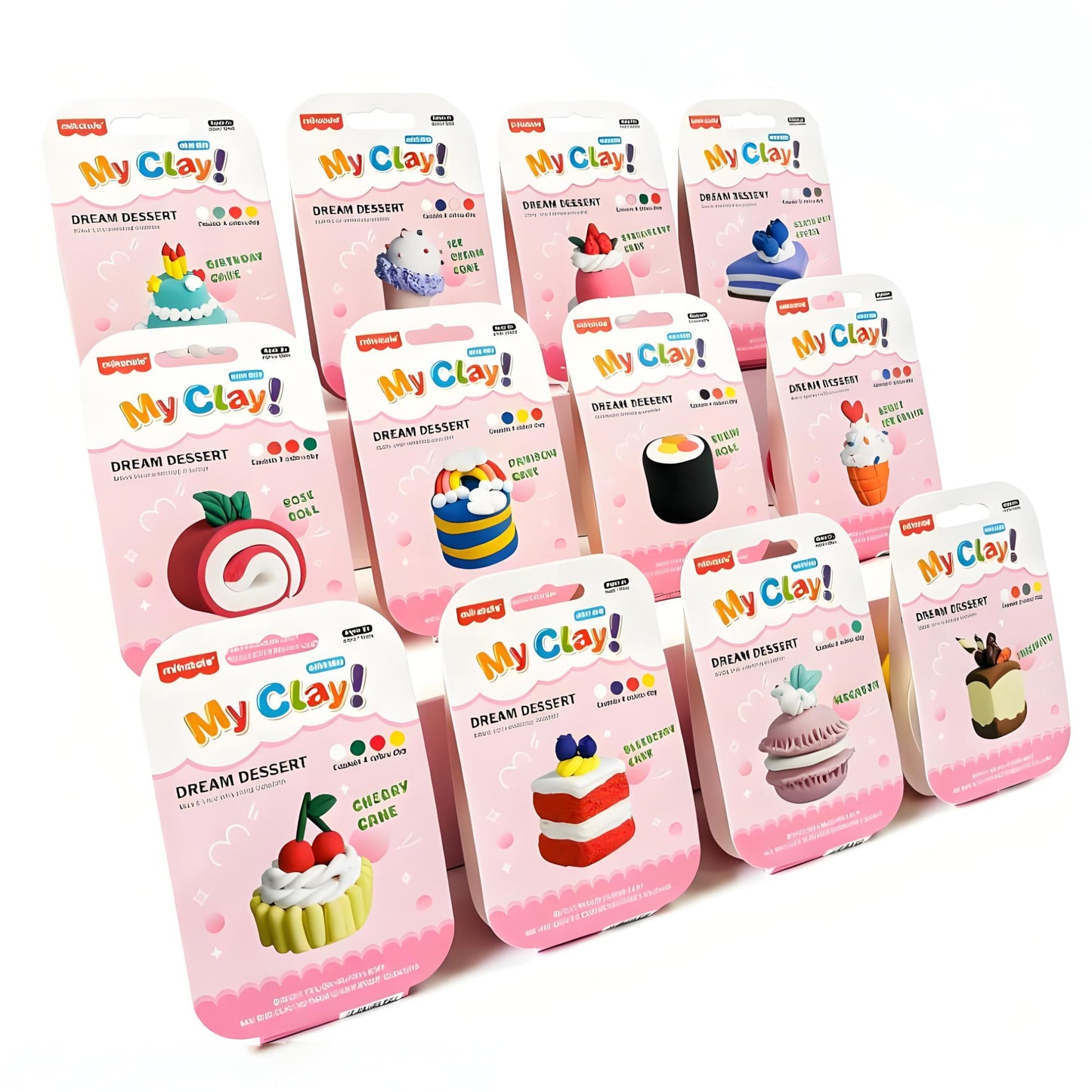 Air Dry Clay Dessert Kit for Kids - 12 Mini Dessert DIY Crafts with Tools, Birthday Cake & Ice Cream Pretend Food, Non -Toxic Ar
