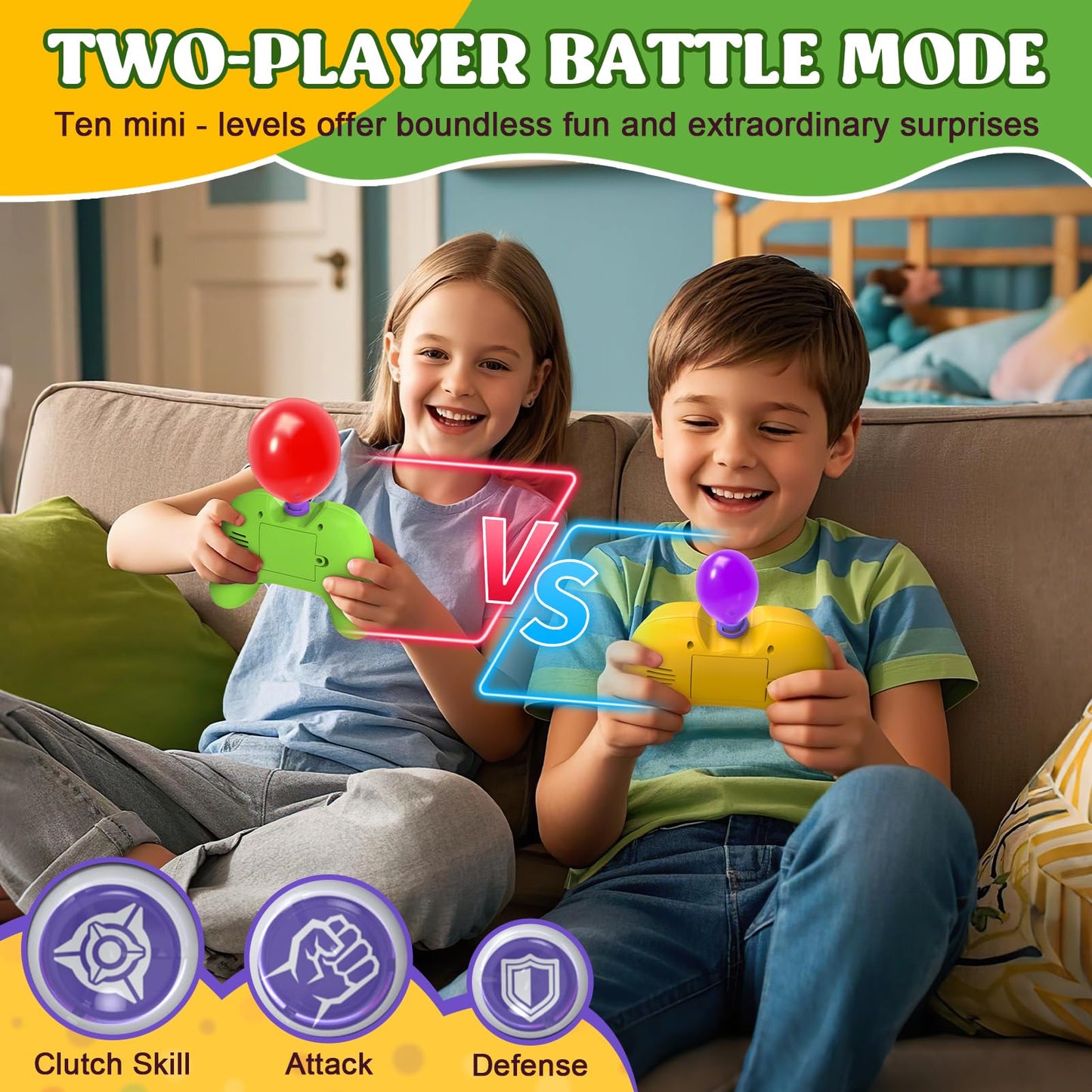 fygurso Handheld Speed Pushing Game Machine with Balloons 2-Player Fidget Games Light Up Quick Push Games Fast Push Puzzle Game