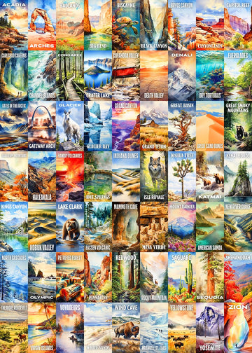 Trekking The National Parks Puzzles For Adults 1000 Pieces - Jigsaw Puzzle With No False Fits - Includes Custom Artwork For All 63 National Parks - Designed By And Made For National Park Enthusiasts