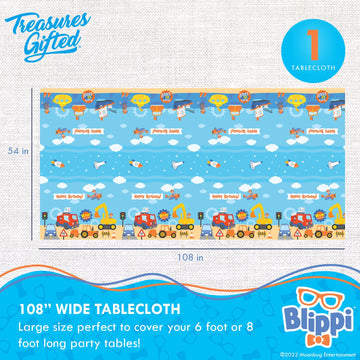 Treasures Gifted Officially Licensed Blippi Birthday Party Supplies - Pack Of 1 - Blippi Tablecloth 54In X 108In - Blippi Party