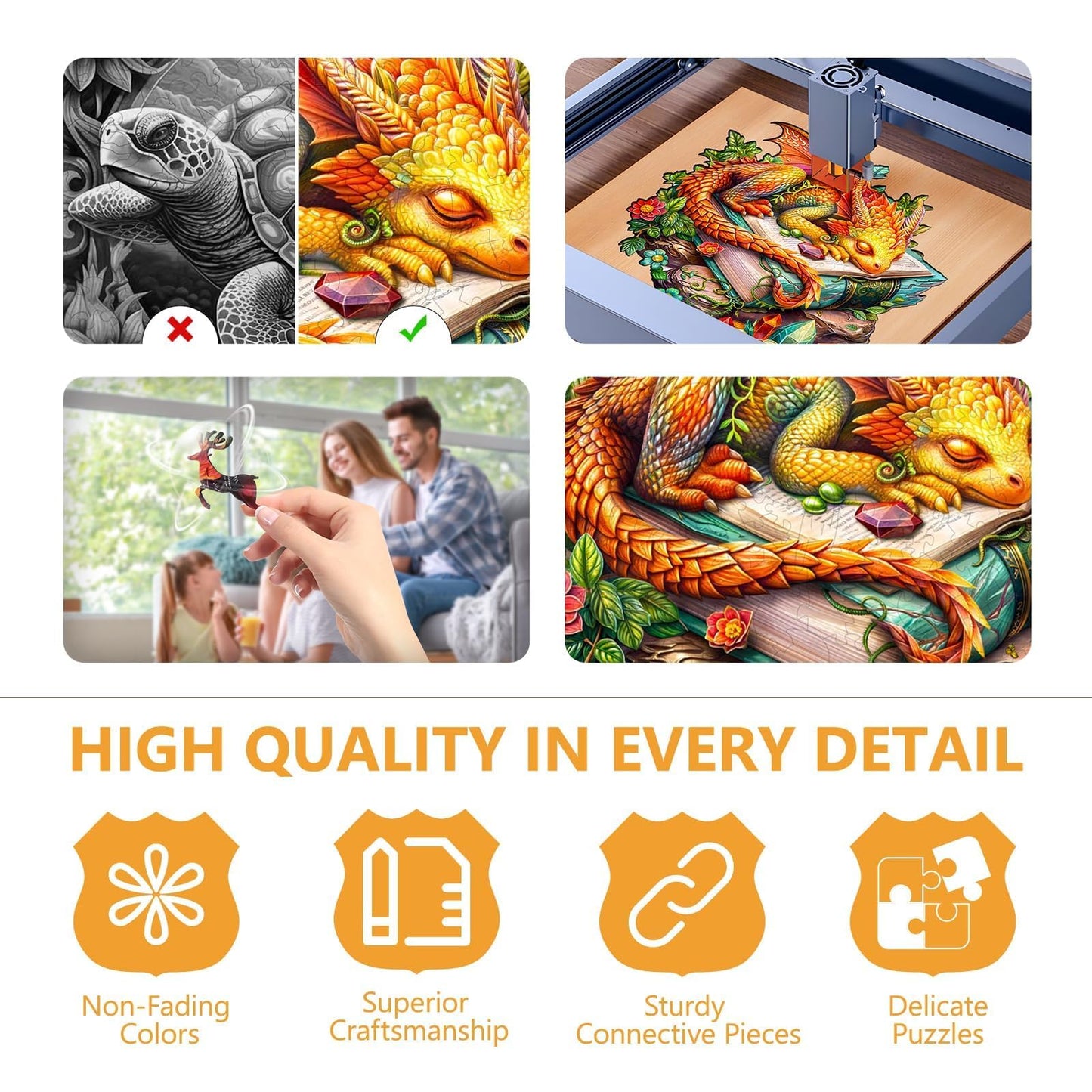 Wooden Puzzles For Adults - Sleeping Dragon Wooden Puzzle, Unique Shape Wooden Jigsaw Puzzles For Adults 470 Piece, Wood Puzzles