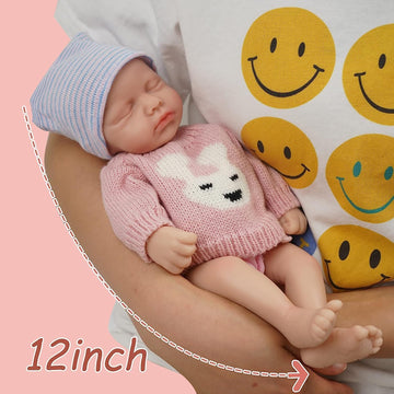 Mire & Mire Reborn Baby Dolls 12'' Girl Full Silicone Baby Doll Realistic-Newborn Baby Dolls That Look Real Sleeping Baby Doll