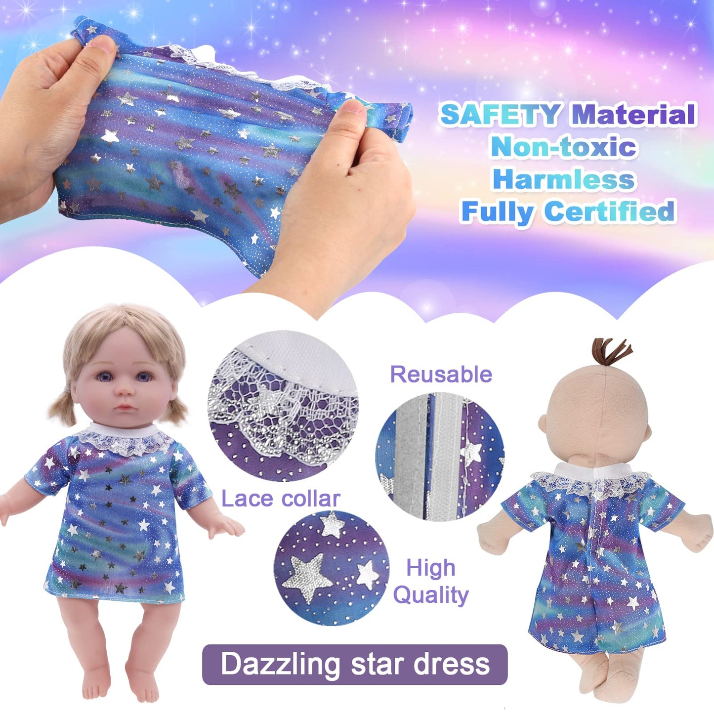 Alive Girl Doll Clothes - 12 Inch Doll Clothes, 6 Different Dress Set Includes 4 Baby Doll Dress & 2 Dolls Jumpsuit, Princess Co