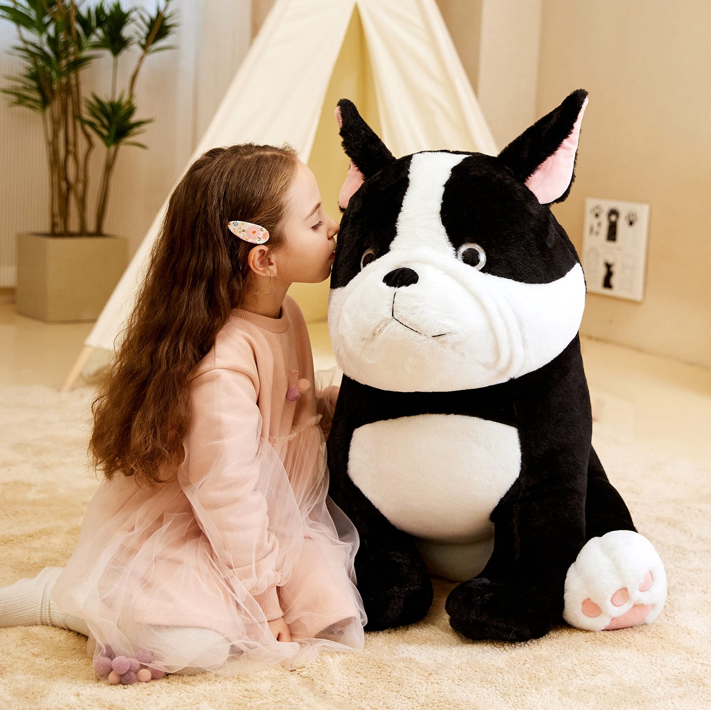 IKASA Giant French Bulldog Plush Toy - 25 Jumbo Soft Stuffed Animal, Cute & Fluffy, Perfect Gift for Kids and Dog Lovers