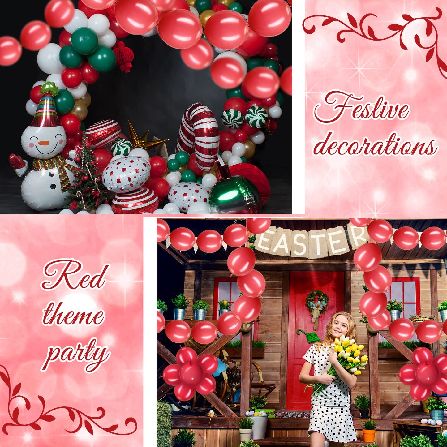 Meanplan 100 Pcs Link Balloon 10 Inch Linking Balloon Latex Linkable Balloons Connected Wedding Party Decoration (Red)