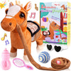 Brown Walking Pony Plush Interactive Pony Toy Singing Dancing Musical Realistic Pony Pet, Stuffed Animal Shaking Leash Horse Toy