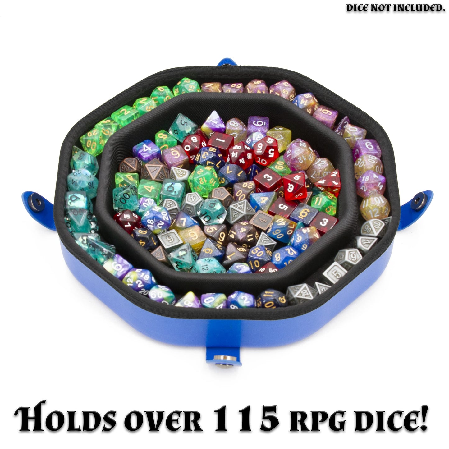CASEMATIX Dice Tray and Dice Storage Case for Up to 115 RPG Dice - Dice Tray for Rolling with Magnetic Snaps, Embossed Wolf Desi