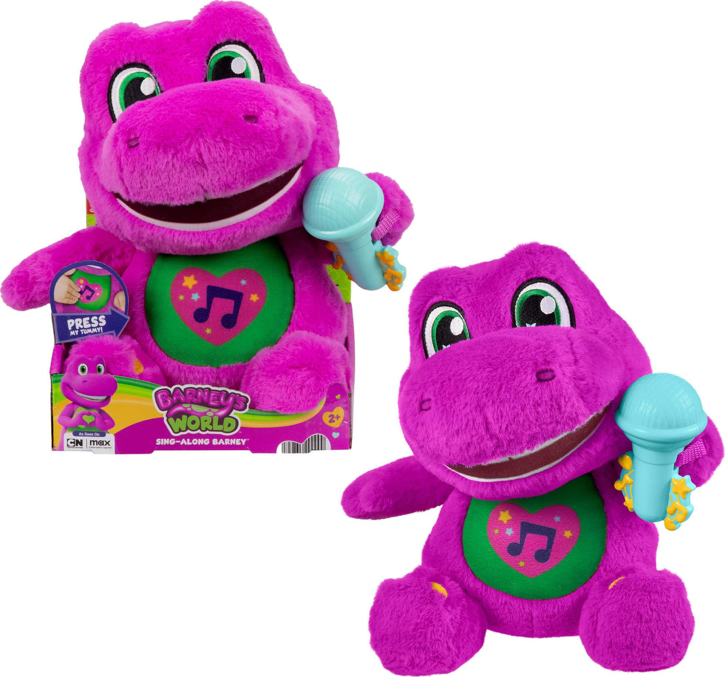 Barney World Toddler Toys by Fisher-Price, Tall Plush, 10.5 -inch Figure with Sounds, Soft Texture for Play, Kids Ages 2+ Years