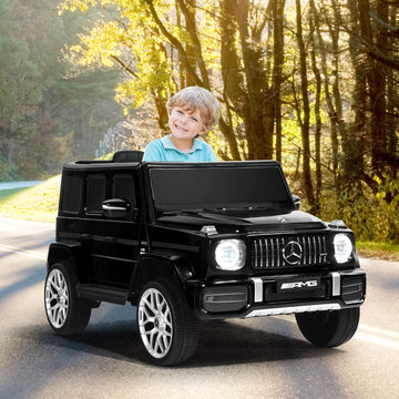 Olakids 12V Kids Ride On Car, Licensed Mercedes Benz G63 Electric Vehicle With Remote Control, Double Open Doors, Music, Bluetooth, 2 Speeds, Wheels Suspension, Battery Powered Driving Toy (Black)