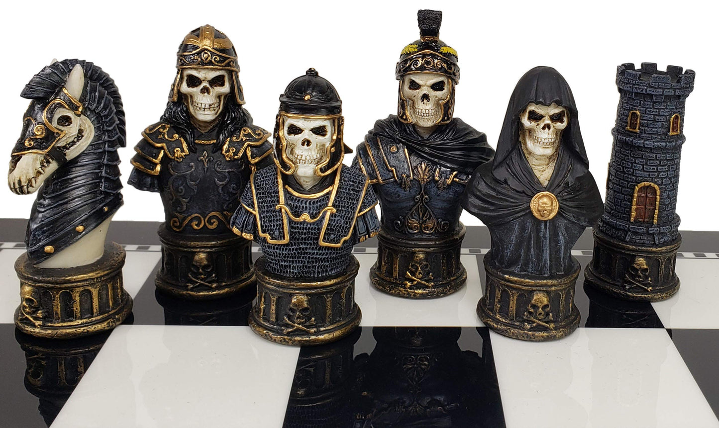 Hpl Medieval Times Skull Busts Gothic Fantasy Skeleton Chess Men Set - No Board