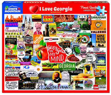 White Mountain Puzzles 1000 Piece Jigsaw Puzzle - I Love Georgia, Chipboard Material, 1 EA