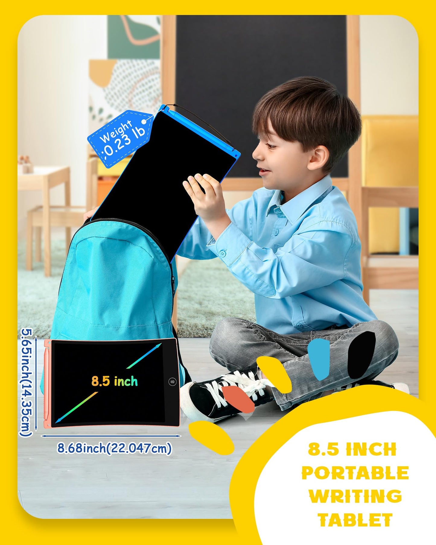 Bravokids 2 Pack Lcd Writing Tablet With 4 Stylus, 8.5 Inch Colorful Doodle Board Drawing Pad For Kids, Travel Games Activity Learning Toys, Birthday Gift For Age 3 4 5 6 7 8 Year Old Boys Girls
