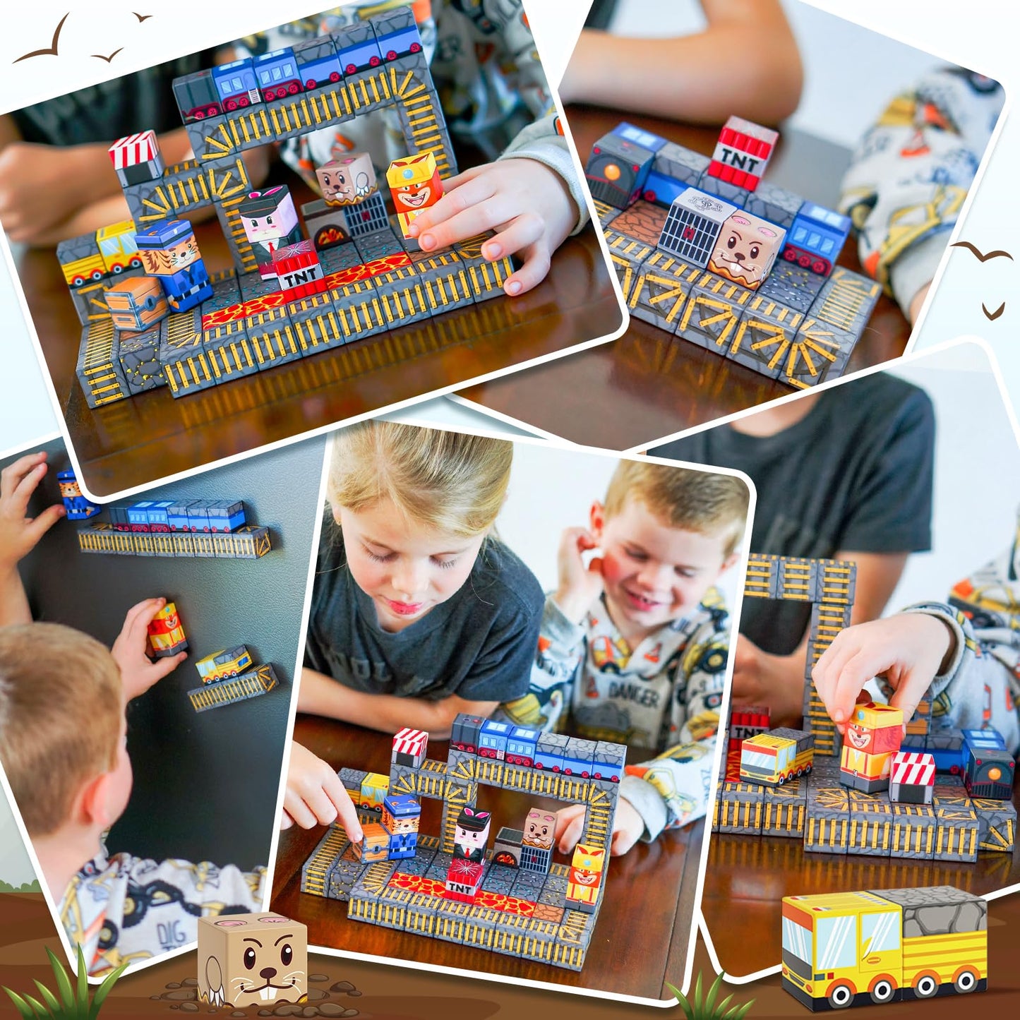 Magnetic Blocks - Build Mine Magnet World Mine Train Track Set, Magnetic Building Blocks Toddler Toys Stem Sensory Outdoor Toys For 3+ Year Old Boys & Girls, Kids Toys For Ages 4-6 6-8 5-7