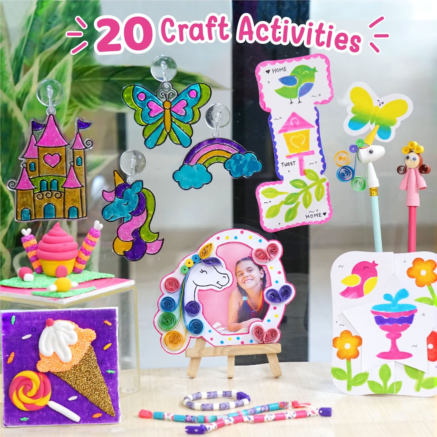Imagimake Fabulous Craft Kit-Arts And Crafts For Kids Ages 6-8-Suncatcher Kits For Kids-Air Dry Clay, Paper Quilling Kit, Stamp For Kids- Princess, Unicorn Toys- Gifts For 5, 6, 7, 8, 9 Year Old Girls, Multicolour