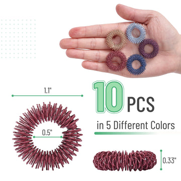 Mr. Pen- Spiky Sensory Rings, 10 Pack, Vintage Colors, Stress Relief Fidget Sensory Toys, Fidget Rings, Fidget Ring For Anxiety,