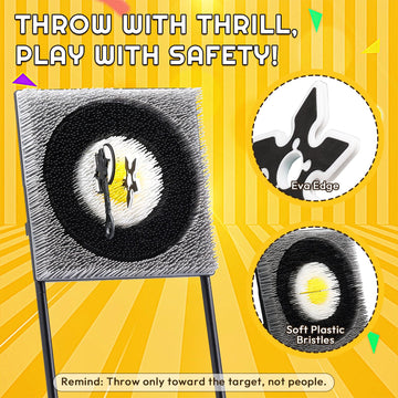 A11N Axe tossing Game Set | Sturdy Metal Frame Bristle Target 6 tossing Axes Set | Safe for Indoor & Outdoor Play Fun for Teens & mature-themeds