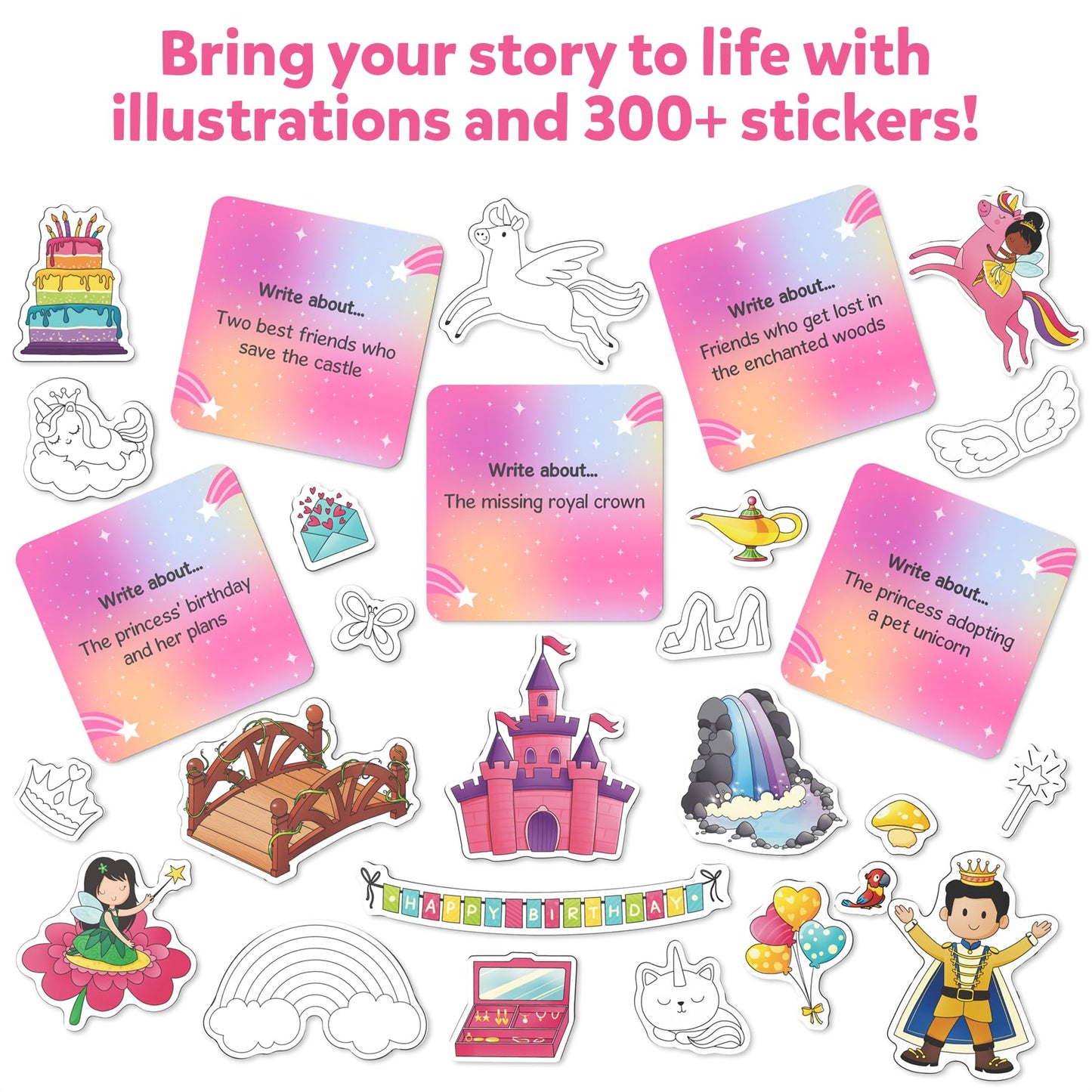 Skillmatics Storybook Art Kit - Unicorn & Princesses, Easter Basket Stuffers, Write & Create Fairytale Stories, Creative Activity For Girls & Boys, Gifts For Kids Ages 5, 6, 7, 8, 9, 10