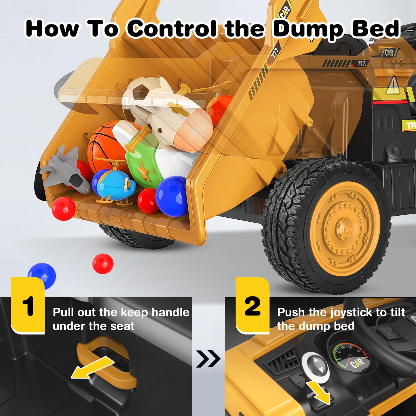Anpabo 24V Ride On Dump Truck, 2X75W Powerful Motors, Up To 4.4Mph, Eva Tires, Ride On Car W/Electric Dump Bed And Extra Shovel,