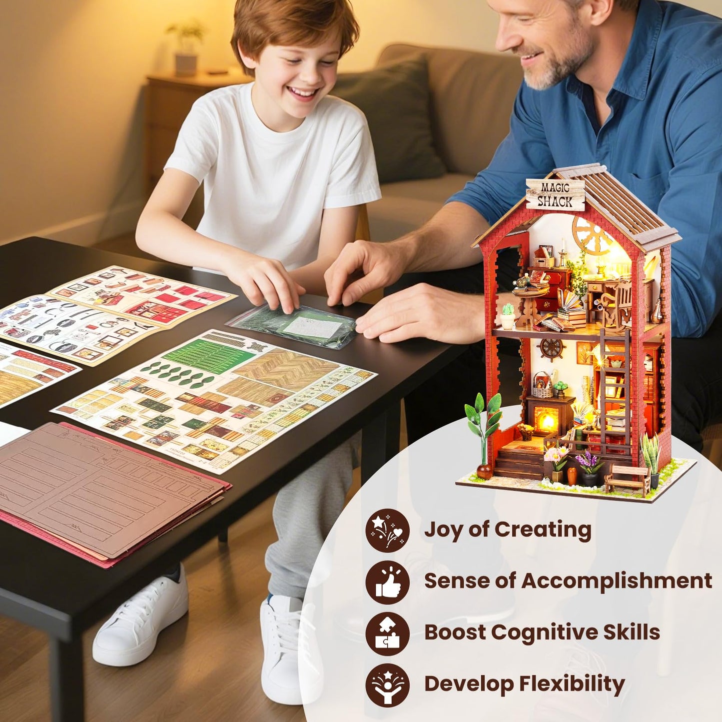 Book Nook Kit Christmas DIY Dollhouse with Sensor Led Light Wooden Puzzles limited availability for 14+ Teens and mature-themeds Building