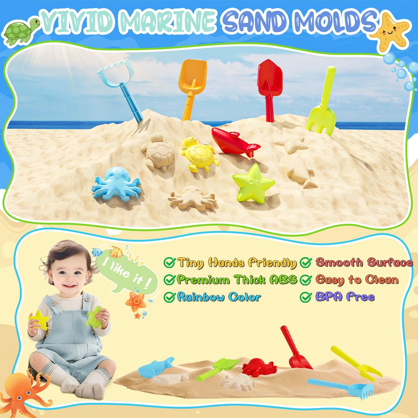 Upgraded Kids Turtle Sandbox With Lid & Adjustable Umbrella, Truck Toy & 8Pcs Sand Shovels, Sand Box With Cover, Beach Toys For