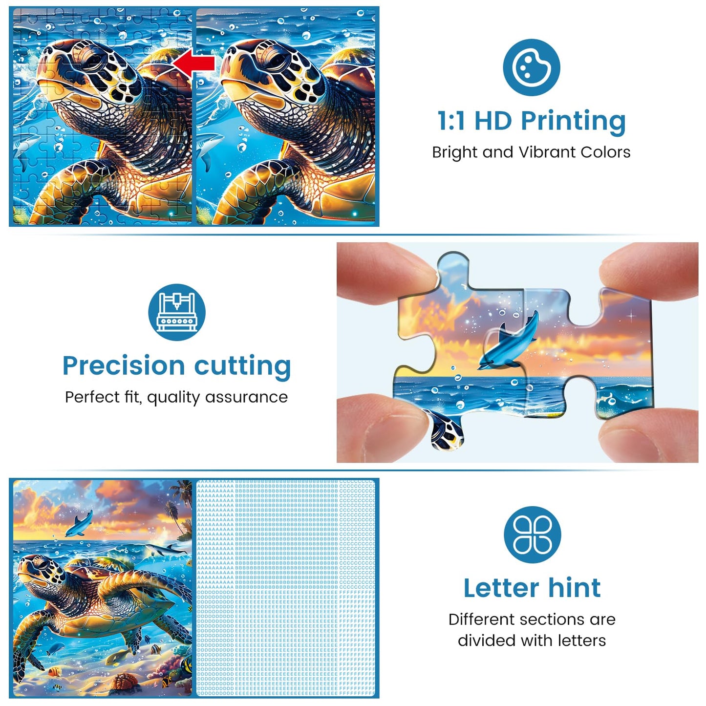 500 Piece Puzzle for Adults-Sea Turtle Puzzle| Recycled Cardboard Jigsaw Puzzles 500 Pieces | Challenging Family Activity Great