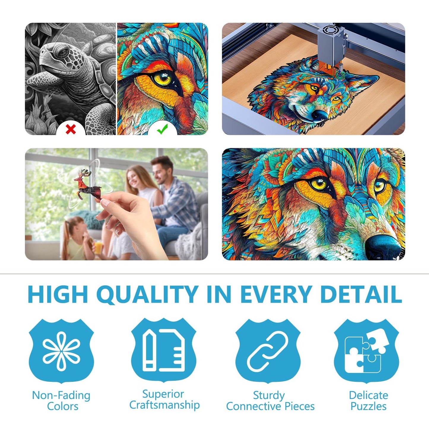 Wooden Puzzles For Adults - Advanced Brave Wolf Wooden Puzzle Unique Shape Wooden Puzzles Jigsaw For Adults, Wood Puzzles Adult,