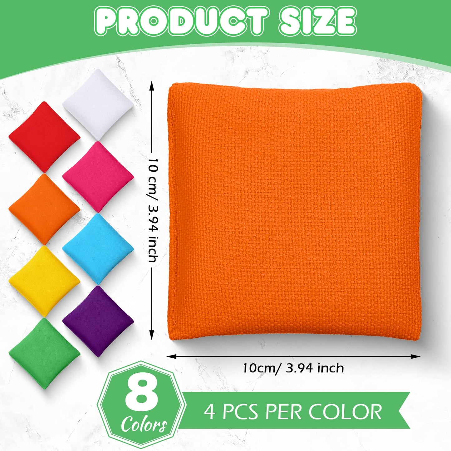 32 Pack Bean Bags Toss for Kids Cornhole Bean Bags Colorful Bean Bags for Tossing Canvas Toss Bags Hand Toy Toss Games Weights f