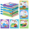 5Pcs Baby Bath Books For Toddlers Learning The Names Of Animals, Fruits, Vegetables, Transportation, Colorful Patterns, Non-Toxi
