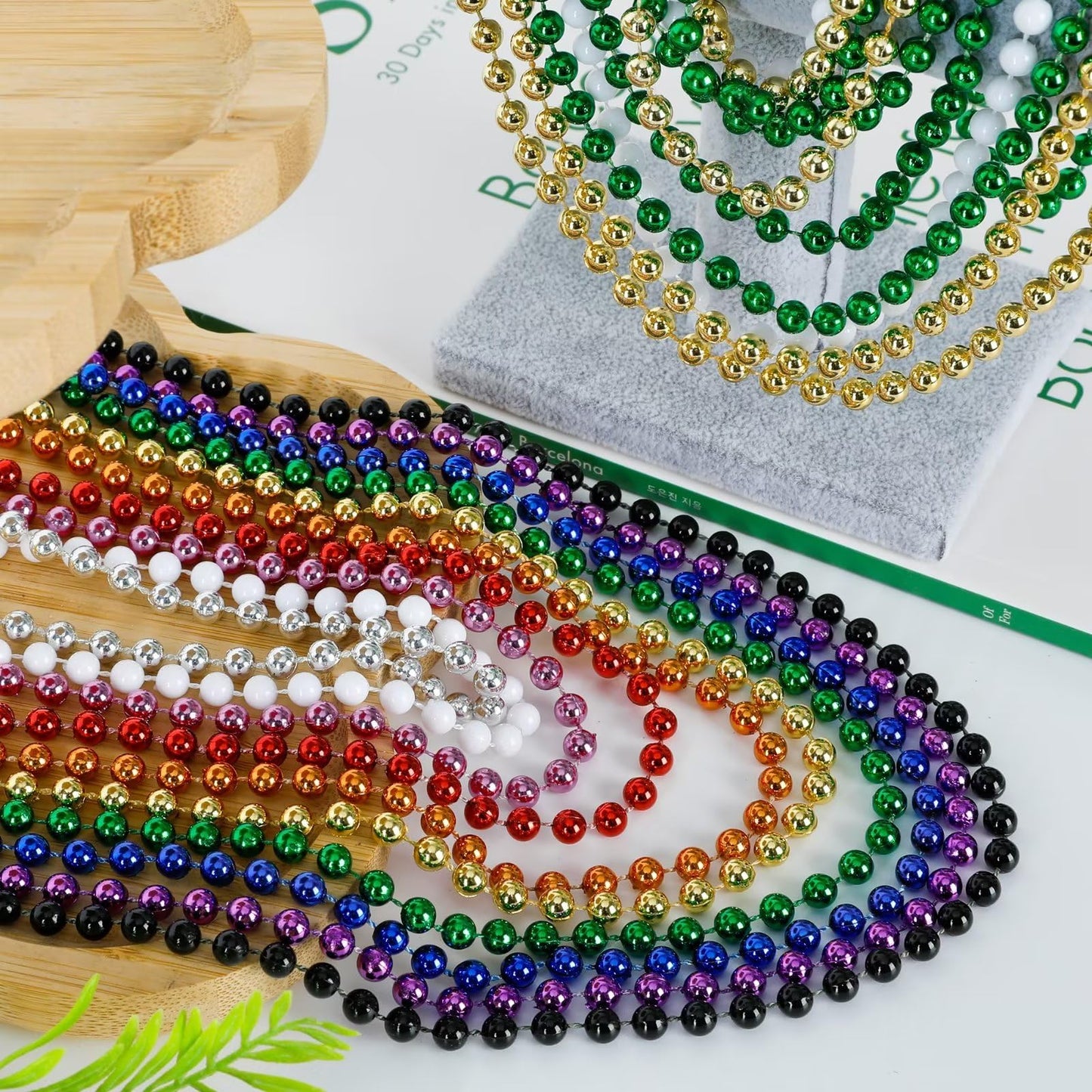 72PCS Mardi Gras Beads, Metallic 10 Kinds Bead Necklace Party Favors, 33'' Mardi Gras Necklace Women Men Stuff, Festival Parade