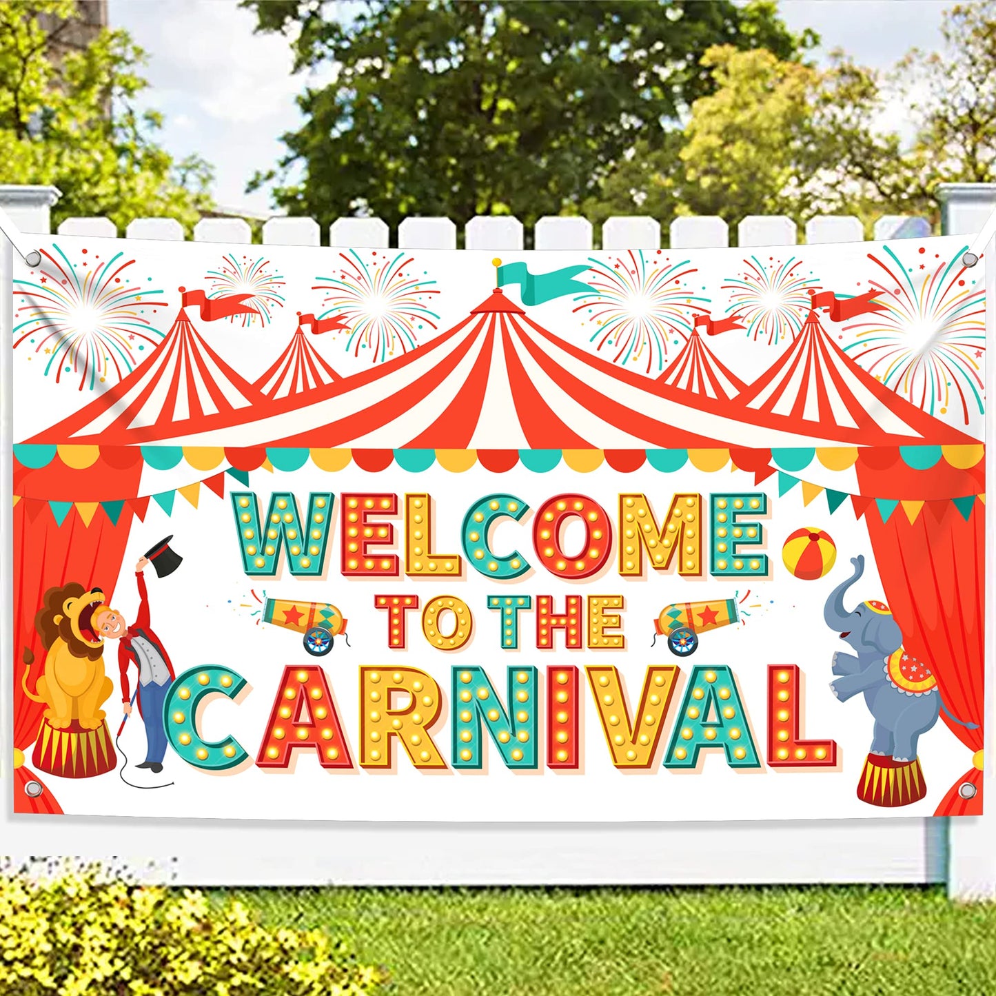 Katchon Xtralarge Welcome To The Carnival Banner - 72X44 Inch | Carnival Theme Party Decor, Backdrop & Games Decor